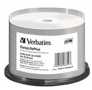 DVD+R DL Verbatim DataLife Plus 8.5GB 8x Wide Thermal Printable (Spindle 50) - 2093490