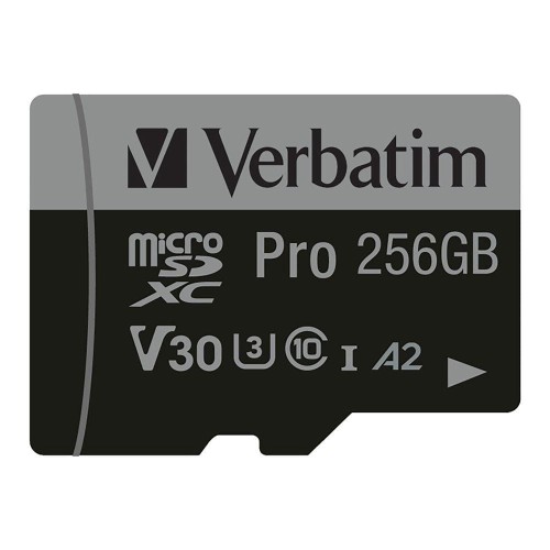 Karta pamięci Micro SDXC Verbatim Pro U3 256GB (100/90 MB/s) Class 10 U3 V30 + adapter - 2094588