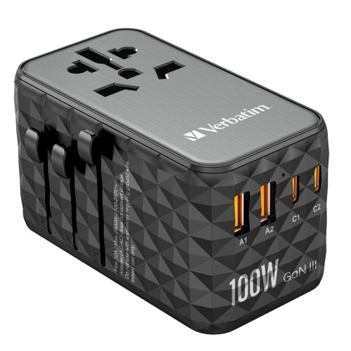 Adapter podróżny Verbatim UTA-06 GaN III globalny-globalny 2xUSB 2xUSB-C PD QC 4+ - 2094622