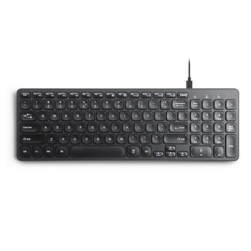 Klawiatura przewodowa Perixx PERIBOARD-215 scissor, ultra-flat, czarna, 4x HUB (2x USB-A, 2x USB-C) - 2094650