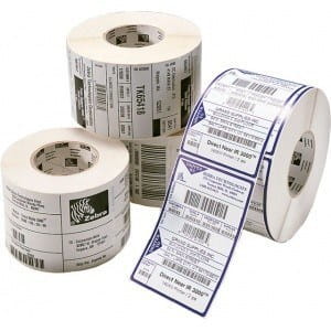 Label, Polyester, 38x19mm; Thermal Transfer, Z-Ultimate 3000T Silver, Permanent Adhesive, 25mm Core - 2050797