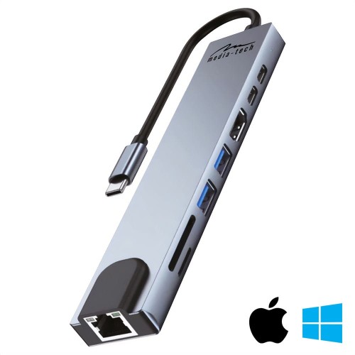 Stacja dokująca USB-C Media-Tech 8 in 1 GIGA LAN HUB MT5046 - 2163112