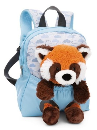 NICI 49852 Plecak 21x26cm niebieski + maskotka Panda czerwona 25cm - 2113476