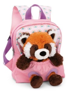NICI 49853 Plecak 21x26cm różowy + maskotka Panda czerwona 25cm