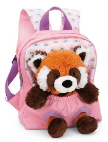 NICI 49853 Plecak 21x26cm różowy + maskotka Panda czerwona 25cm - 2113457
