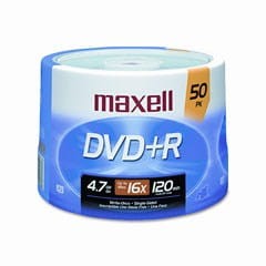 MAXELL DVD+R 4,7GB 50 szt  w opakowaniu SHRINK. Prędkość zapisu 16X, 120 min.  Przeznaczenie nagrywanie Multimediów.