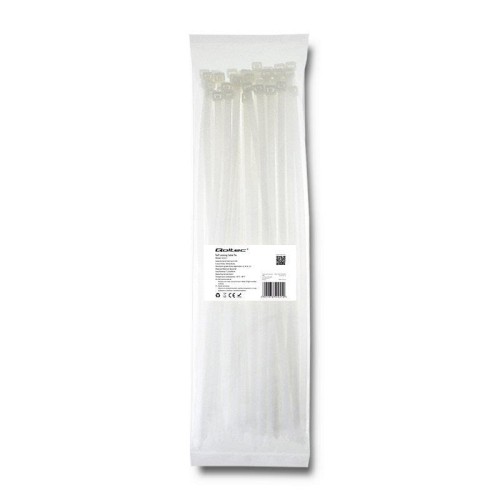 Opaska zaciskowa Qoltec | 7.2*400 | 50szt | nylon UV | Biała - 973821
