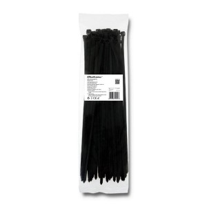 Opaska zaciskowa Qoltec | 7.2*350 | 50szt | nylon UV | Czarna