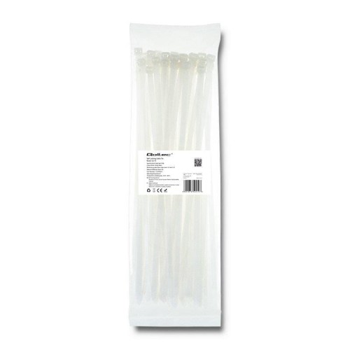 Opaska zaciskowa Qoltec | 7.2*350 | 50szt | nylon UV | Biała - 973820