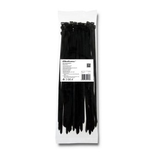 Opaska zaciskowa Qoltec | 7.2*300 | 50szt | nylon UV | Czarna