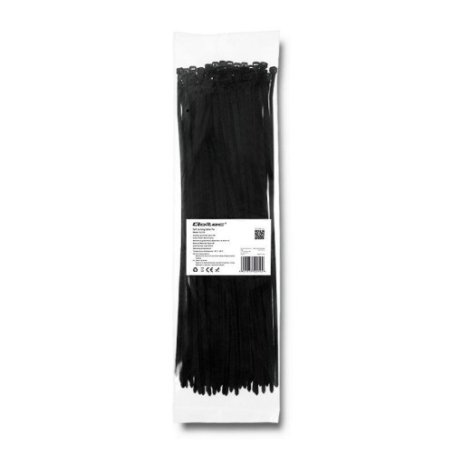 Opaska zaciskowa Qoltec | 4.8*350 | 100szt | nylon UV | Czarna - 973800