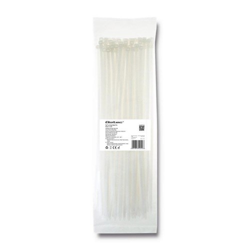 Opaska zaciskowa Qoltec | 4.8*350 | 100szt | nylon UV | Biała - 973815