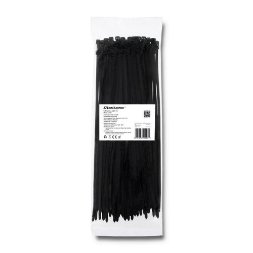 Opaska zaciskowa Qoltec | 4.8*300 | 100szt | nylon UV | Czarna - 973799