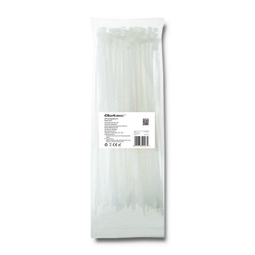 Opaska zaciskowa Qoltec | 4.8*300 | 100szt | nylon UV | Biała - 973822