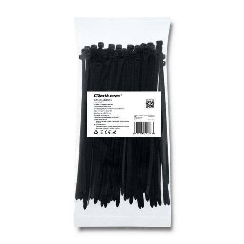 Opaska zaciskowa Qoltec | 4.8*200 | 100szt | nylon UV | Czarna - 973797