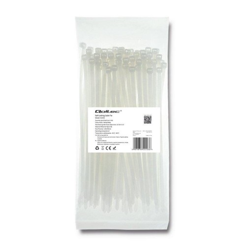 Opaska zaciskowa Qoltec | 4,8*200 | 100szt | nylon UV | Biała - 973813