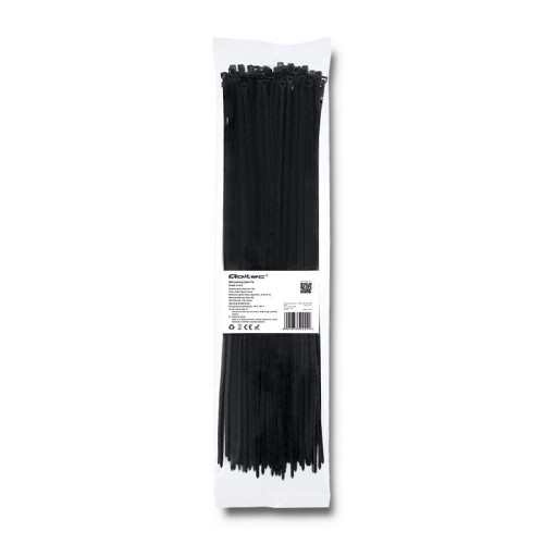 Opaska zaciskowa Qoltec | 3.6*370 | 100szt | nylon UV | Czarna - 973796