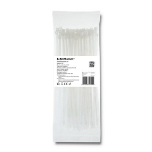 Opaska zaciskowa Qoltec | 3.6*200 | 100szt | nylon UV | Biała