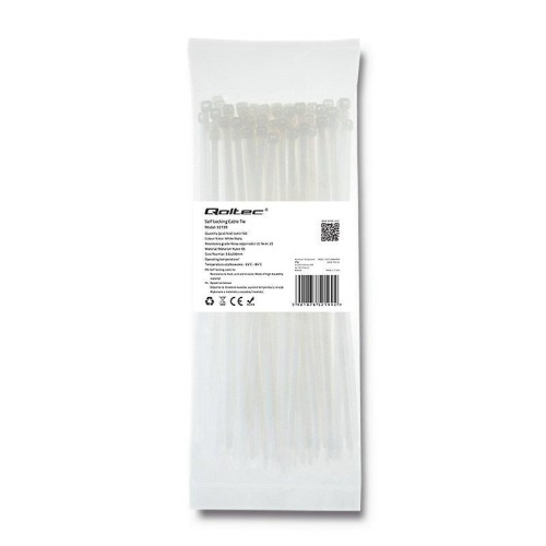 Opaska zaciskowa Qoltec | 3.6*200 | 100szt | nylon UV | Biała - 973811