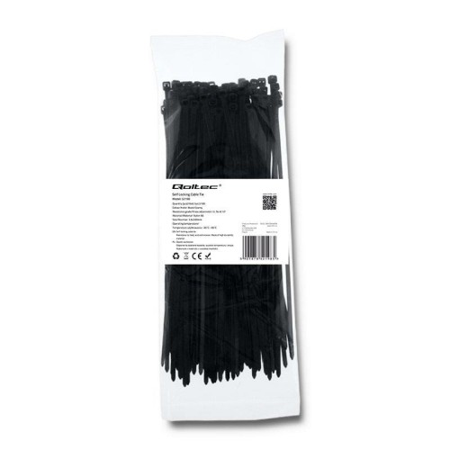 Opaska zaciskowa Qoltec | 3,6*200 | 100szt | nylon UV | Czarna - 973794
