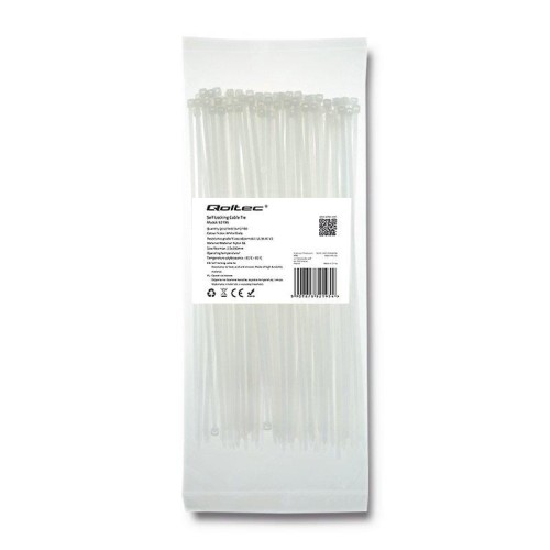 Opaska zaciskowa Qoltec | 2.5*200 | 100szt | nylon UV | Biała - 973809