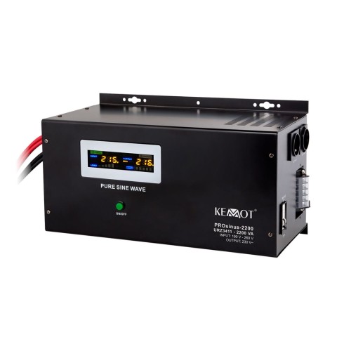 Zasilacz awaryjny naścienny KEMOT PROsinus-2200  przetwornica z czystym przebiegiem sinusoidalnym i funkcją ładowania  12V 230V 2200VA/1600W - 2187592