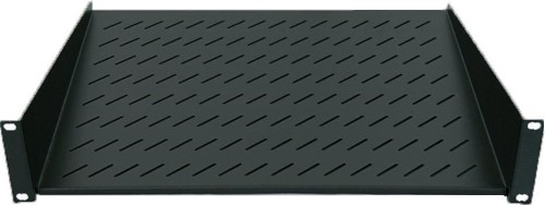 Półka 1U 150mm rack 19, 2 pkt mocowania, perforowana, czarna - 2176878