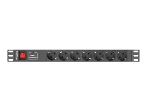 Listwa zasilająca Lanberg do RACK 1U 10A PDU 7x Schuko 2m czarna - 1125735