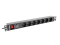 Listwa zasilająca Lanberg do RACK 1U 10A PDU 7x Schuko 2m czarna - 2206142