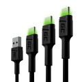 GREENCELL 3x Cable GC Ray USB-C 30cm 120cm 200cm green LED backlight Ultra Charge QC 3.0 - 2210739