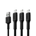 GREEN CELL ZESTAW KABLI KABGCSET06 3X KABEL GC RAY USB - LIGHTNING 200CM, BIAŁY LED - 2210732