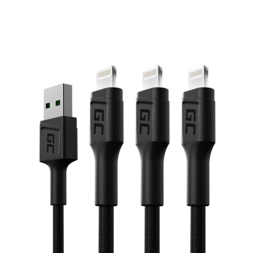 GREEN CELL ZESTAW KABLI KABGCSET06 3X KABEL GC RAY USB - LIGHTNING 200CM, BIAŁY LED - 2210732