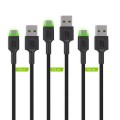 GREEN CELL ZESTAW KABLI KABGCSET02 3X KABEL GC RAY USB - USB-C 120CM, ZIELONY LED - 2210721