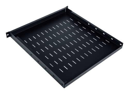 Półka regulowana 19", 1U, gł.500-900 mm, nośność 100kg, mocowanie w 4 punktach, czarny, śruby w kpl. - 2226083