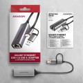 Karta sieciowa AXAGON ADE-TXCA Gigabit Ethernet, USB-C + USB-A - Titanium Grey - 2234076