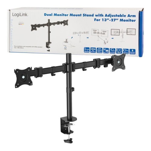 Uchwyt LogiLink do monitora podwójny LCD/LED VESA 100x100, 13-27" - 670494