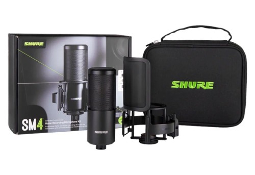 Shure SM4-K-KIT - Mikrofon pojemnościowy, zewnętrznie polaryzowany, uchwyt, popfiltr, etui - 2260863