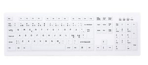 CHERRY AK-C8100F-FUS-W/NOR klawiatura Medyczna RF Wireless QWERTY Norweski Biały