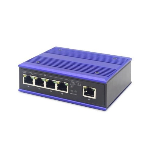 Przemysłowy switch 4x 1000Base-TX PoE 120W + 1x uplink 1000Base-TX DIN rozszerzony zakres temp. - 2263731