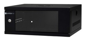 EMITERNET Szafa wisząca lekka niedzielona 19'' 4U, drzwi blacha/szkło, 550×450×230mm szer./gł./wys. EM/SH02B5404-08