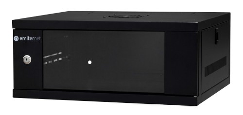 EMITERNET Szafa wisząca lekka niedzielona 19'' 4U, drzwi blacha/szkło, 550×450×230mm szer./gł./wys. EM/SH02B5404-08 - 2263754