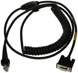Industrial Cable: RS232 (5V signals), black, DB9 Female, 3m (9.8´), coiled, 5V external power with option power on pin 9, with ferrite