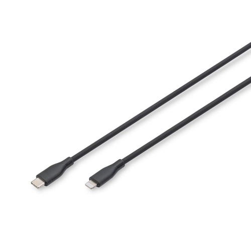 Kabel zasilający DIGITUS silikonowy USB-C - Lightning, USB 2.0 60W, certyfikat MFI, 2m czarny - 2247375