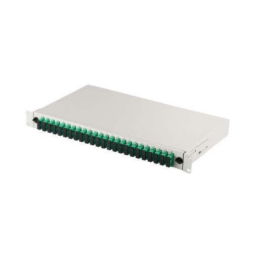 Przełącznica światłowodowa/Panel krosowy DIGITUS z wyposażeniem 19'' 1U, 24x SC APC dx, OS2, pigtaile, adaptery, tacki, wysuwany, szary - 2254659