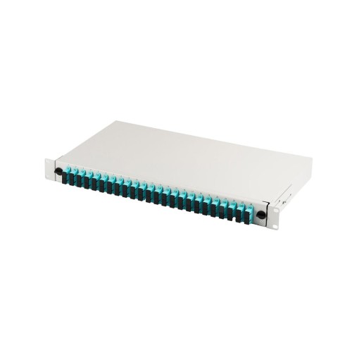 Przełącznica światłowodowa/Panel krosowy DIGITUS z wyposażeniem 19'' 1U, 24x SC dx, OM3, adaptery, wysuwany, szary - 2254655