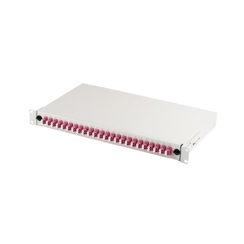 Przełącznica światłowodowa/Panel krosowy DIGITUS z wyposażeniem 19'' 1U, 24x LC dx, OM4, adaptery, wysuwany, szary - 2254733