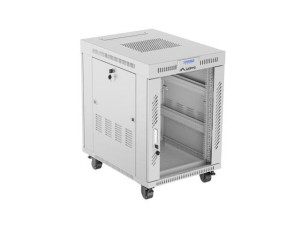 Szafa instalacyjna rack stojąca 19" 15U 600x800 szara drzwi szklane LCD Lanberg (Flat Pack) V2