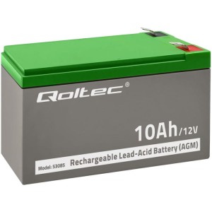 Akumulator AGM Qoltec 12V | 10Ah | Bezobsługowy | do UPS