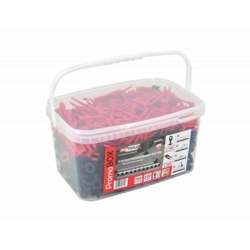 AWTOOLS SYSTEM POZIOMOWANIA PŁYTEK PROMO BOX 1,0mm - 7-15mm - KLIPS 700szt. + KLIN 200szt. - 1979654