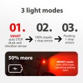 Lampka rowerowa tylna Maclean Energy MCE355 USB AUTO STOP sensor zmierzchu COB LED max.125lm acu 450mAh - 1797548